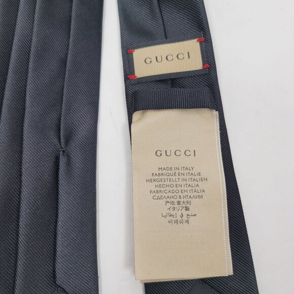 Gucci Men's Black Silk Tie Made in Italy NIB with Tags - Picture 6 of 9
